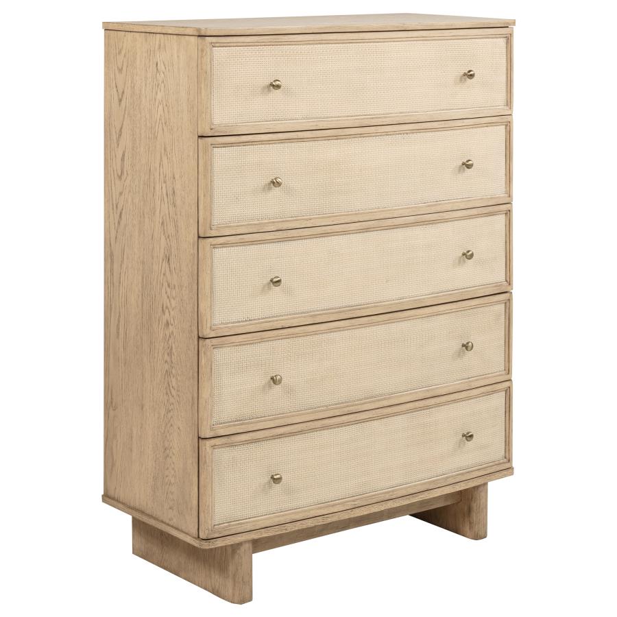 KAILANI 5-DRAWER BEDROOM CHEST OF DRAWERS BEIGE OAK