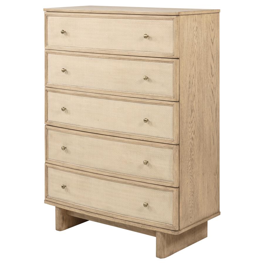 KAILANI 5-DRAWER BEDROOM CHEST OF DRAWERS BEIGE OAK