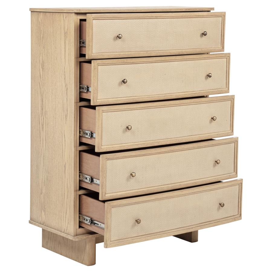 KAILANI 5-DRAWER BEDROOM CHEST OF DRAWERS BEIGE OAK