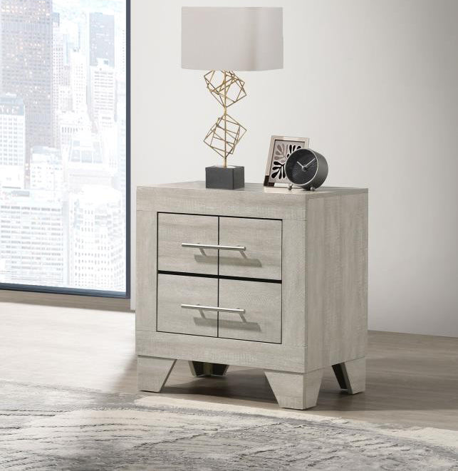 TRENTON 2-DRAWER NIGHTSTAND BEDSIDE TABLE RUSTIC CREAM