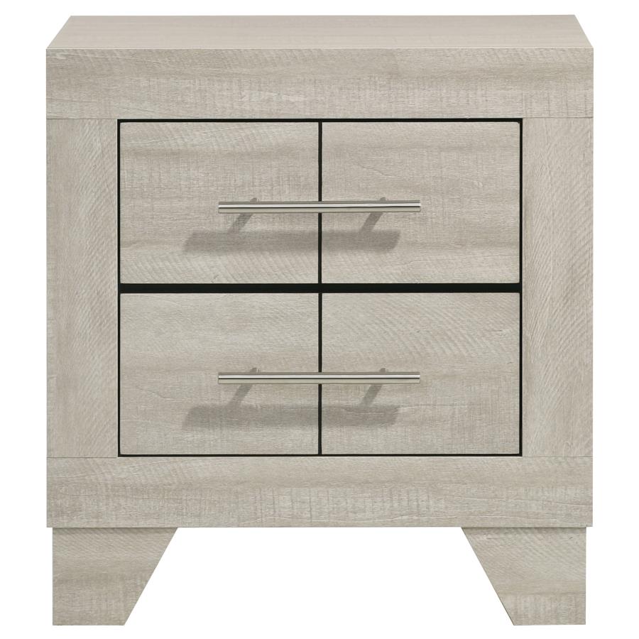 TRENTON 2-DRAWER NIGHTSTAND BEDSIDE TABLE RUSTIC CREAM