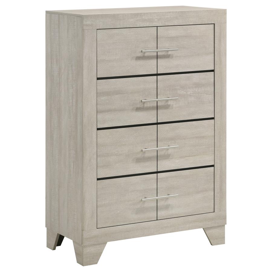 TRENTON 4-DRAWER BEDROOM CHEST OF DRAWERS RUSTIC CREAM