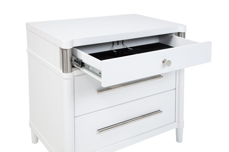 GRACEMONT 3-DRAWER BEDROOM NIGHTSTAND BEDSIDE TABLE WHITE