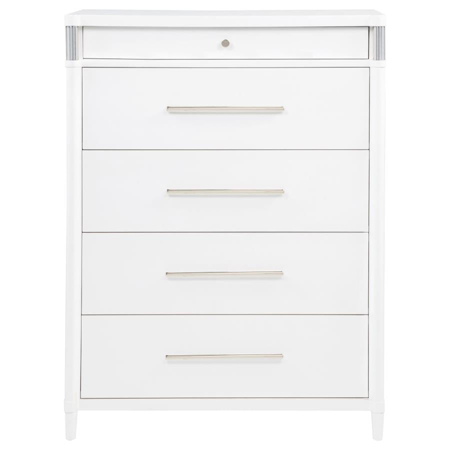 GRACEMONT 5-DRAWER BEDROOM CHEST OF DRAWERS WHITE