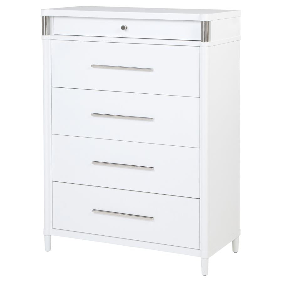 GRACEMONT 5-DRAWER BEDROOM CHEST OF DRAWERS WHITE