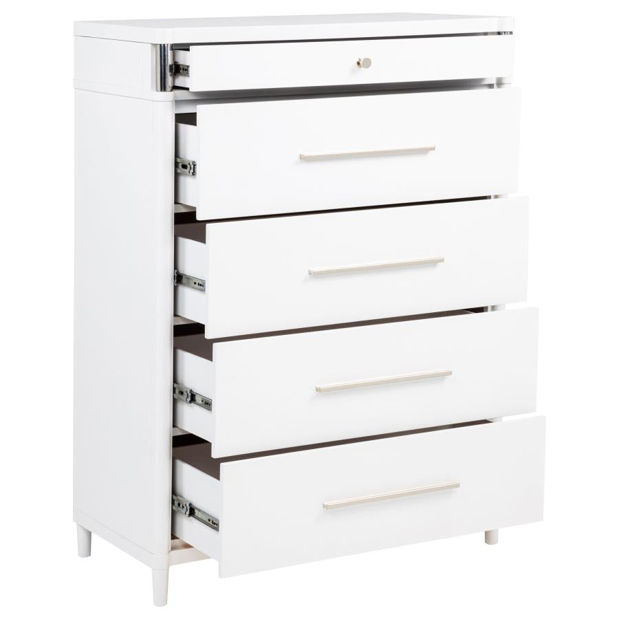 GRACEMONT 5-DRAWER BEDROOM CHEST OF DRAWERS WHITE
