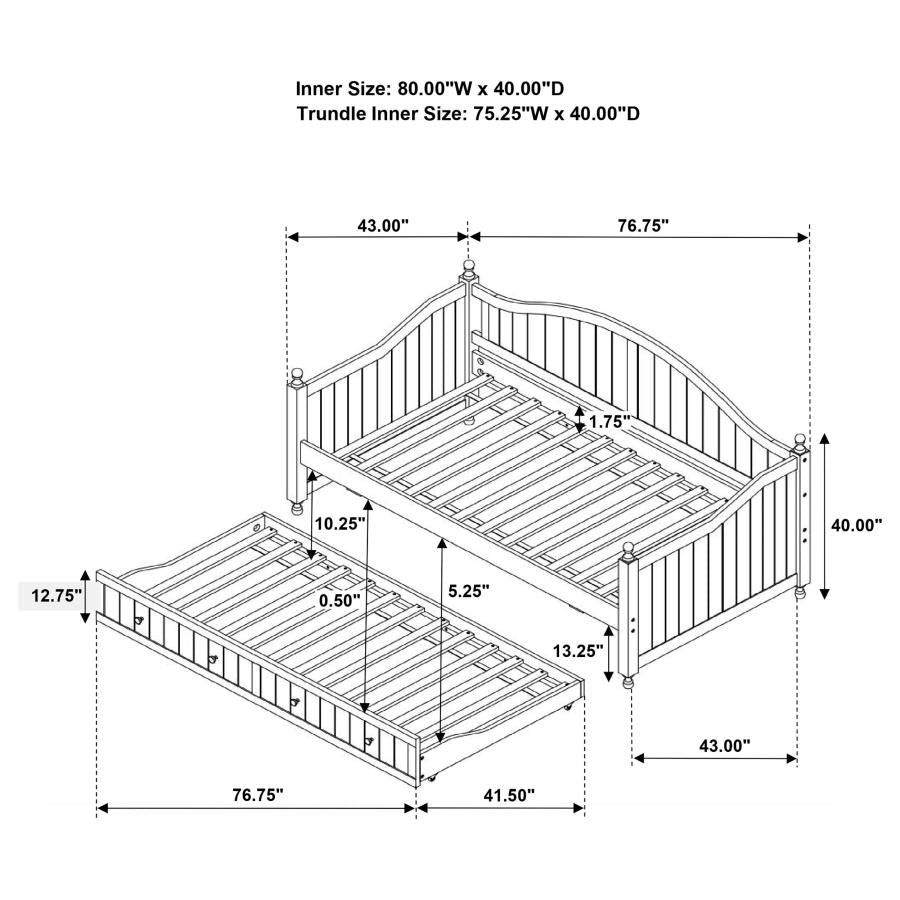 JULIE ANN WOOD TWIN DAYBED WITH TRUNDLE WHITE
