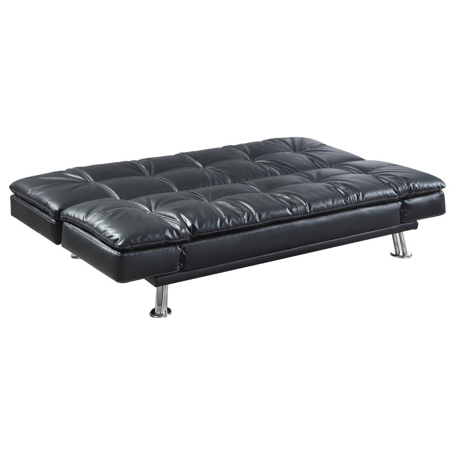 DILLESTON UPHOLSTERED TUFTED CONVERTIBLE SOFA BED BLACK