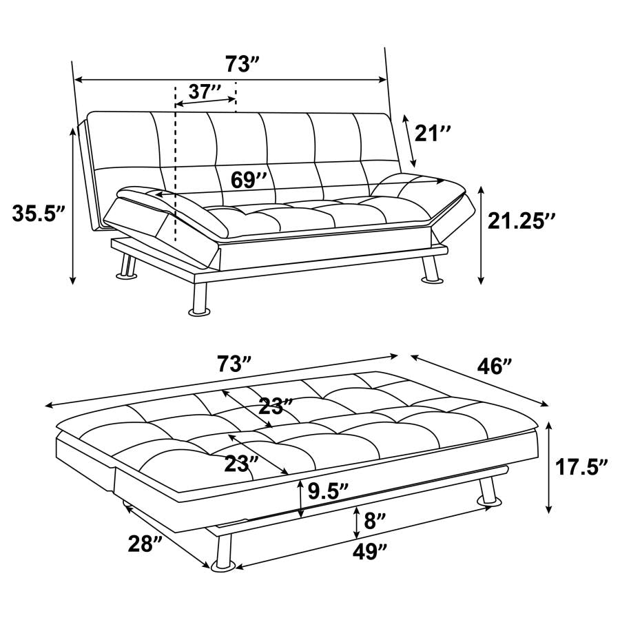 DILLESTON UPHOLSTERED TUFTED CONVERTIBLE SOFA BED BLACK