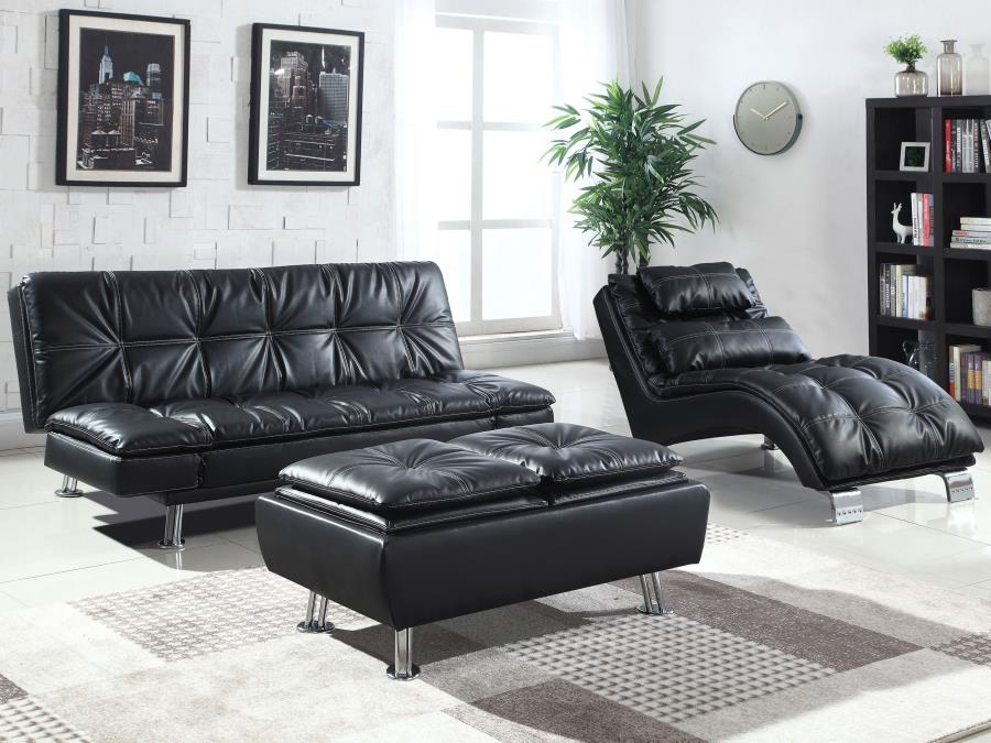 DILLESTON UPHOLSTERED TUFTED CONVERTIBLE SOFA BED BLACK