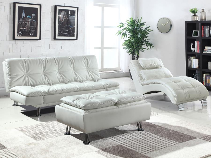 DILLESTON UPHOLSTERED TUFTED CONVERTIBLE SOFA BED WHITE