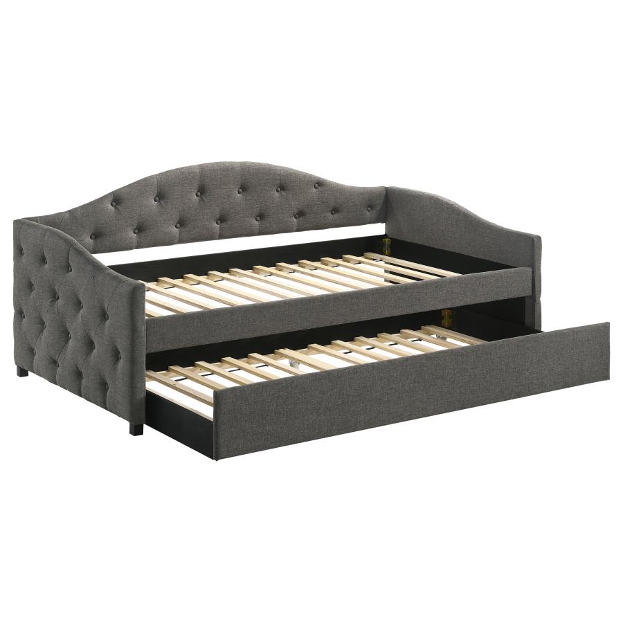 SADIE UPHOLSTERED TWIN DAYBED WITH TRUNDLE GREY