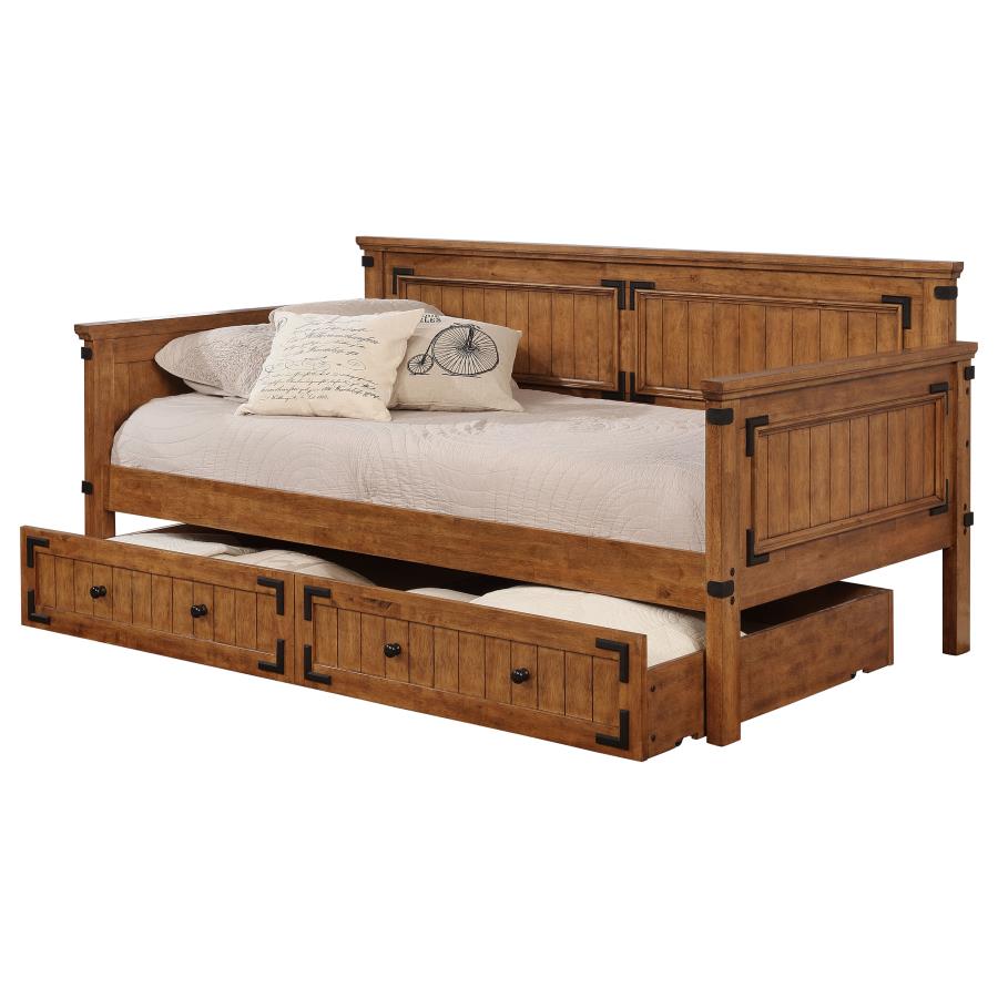 OAKDALE WOOD TWIN DAYBED WITH TRUNDLE RUSTIC HONEY
