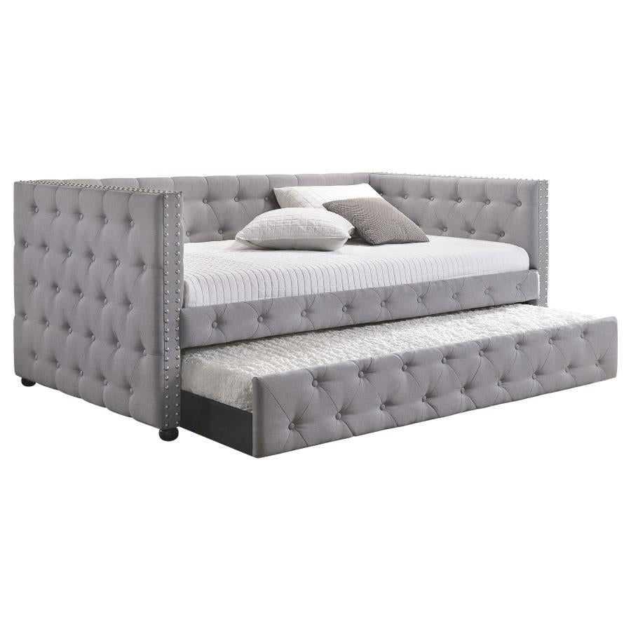 MOCKERN UPHOLSTERED TWIN DAYBED WITH TRUNDLE GREY