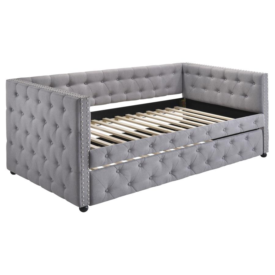 MOCKERN UPHOLSTERED TWIN DAYBED WITH TRUNDLE GREY