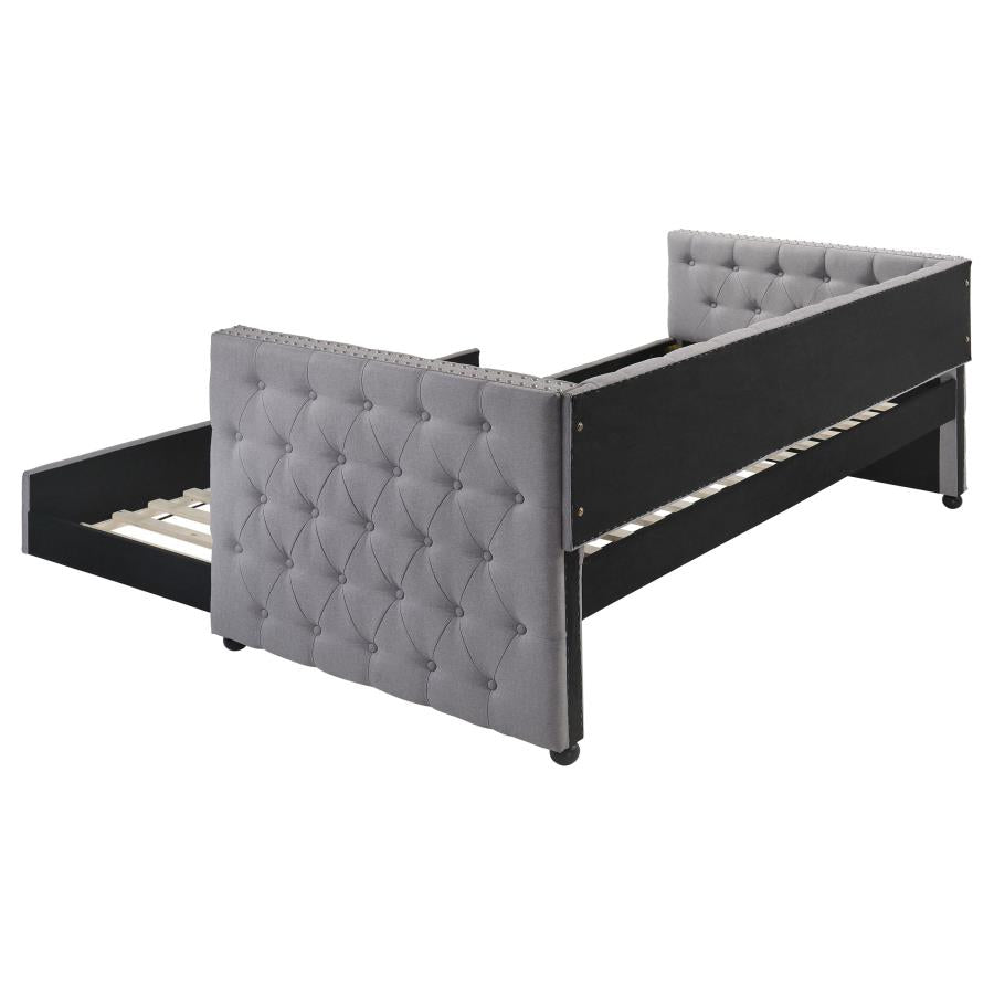 MOCKERN UPHOLSTERED TWIN DAYBED WITH TRUNDLE GREY