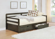 SORRENTO 2-DRAWER TWIN XL DAYBED WITH EXTENSION TRUNDLE GREY