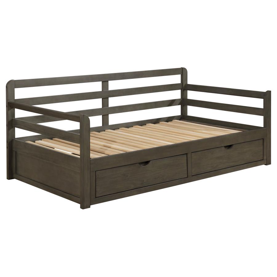 SORRENTO 2-DRAWER TWIN XL DAYBED WITH EXTENSION TRUNDLE GREY