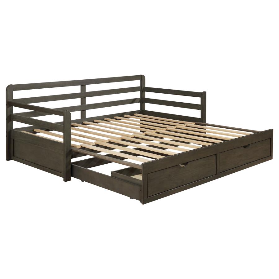 SORRENTO 2-DRAWER TWIN XL DAYBED WITH EXTENSION TRUNDLE GREY