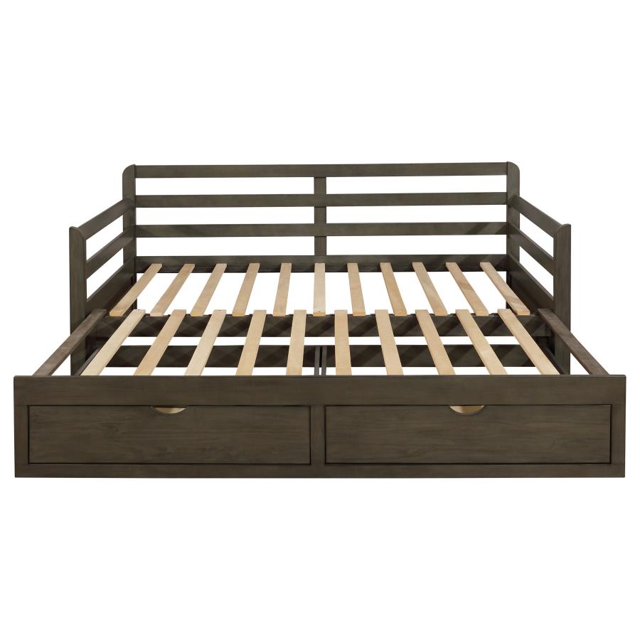 SORRENTO 2-DRAWER TWIN XL DAYBED WITH EXTENSION TRUNDLE GREY
