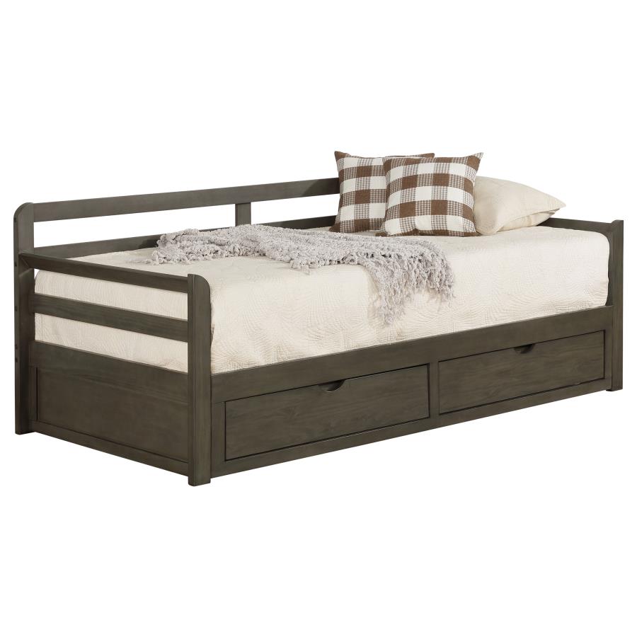 SORRENTO 2-DRAWER TWIN XL DAYBED WITH EXTENSION TRUNDLE GREY