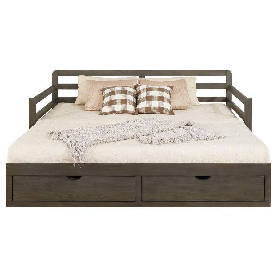 SORRENTO 2-DRAWER TWIN XL DAYBED WITH EXTENSION TRUNDLE GREY