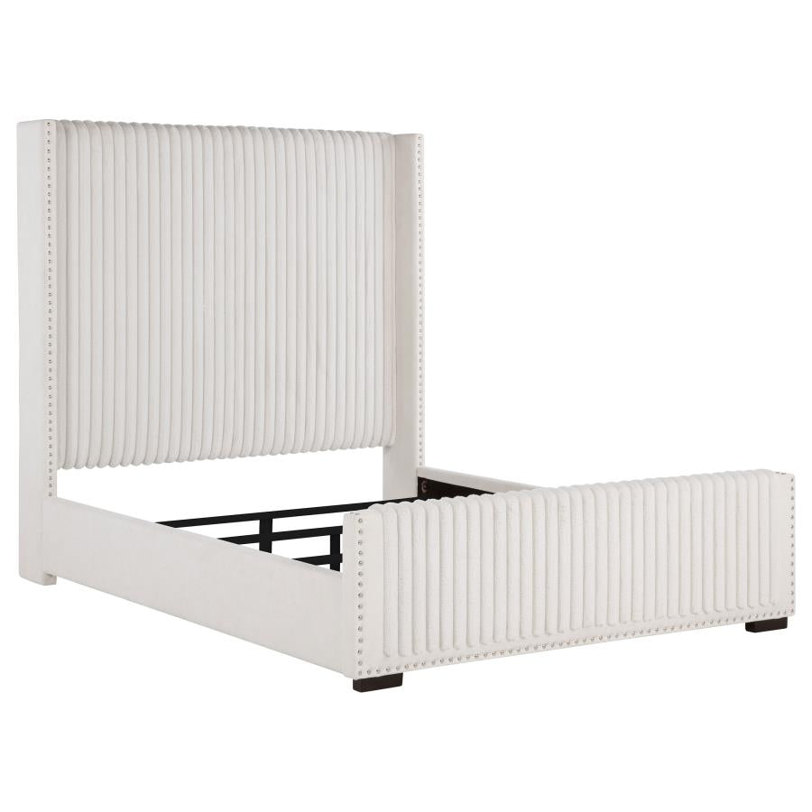 NATASHA 65-INCH UPHOLSTERED WINGBACK BED CREAM