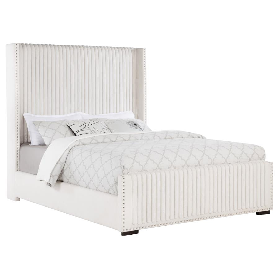 NATASHA 65-INCH UPHOLSTERED WINGBACK BED CREAM