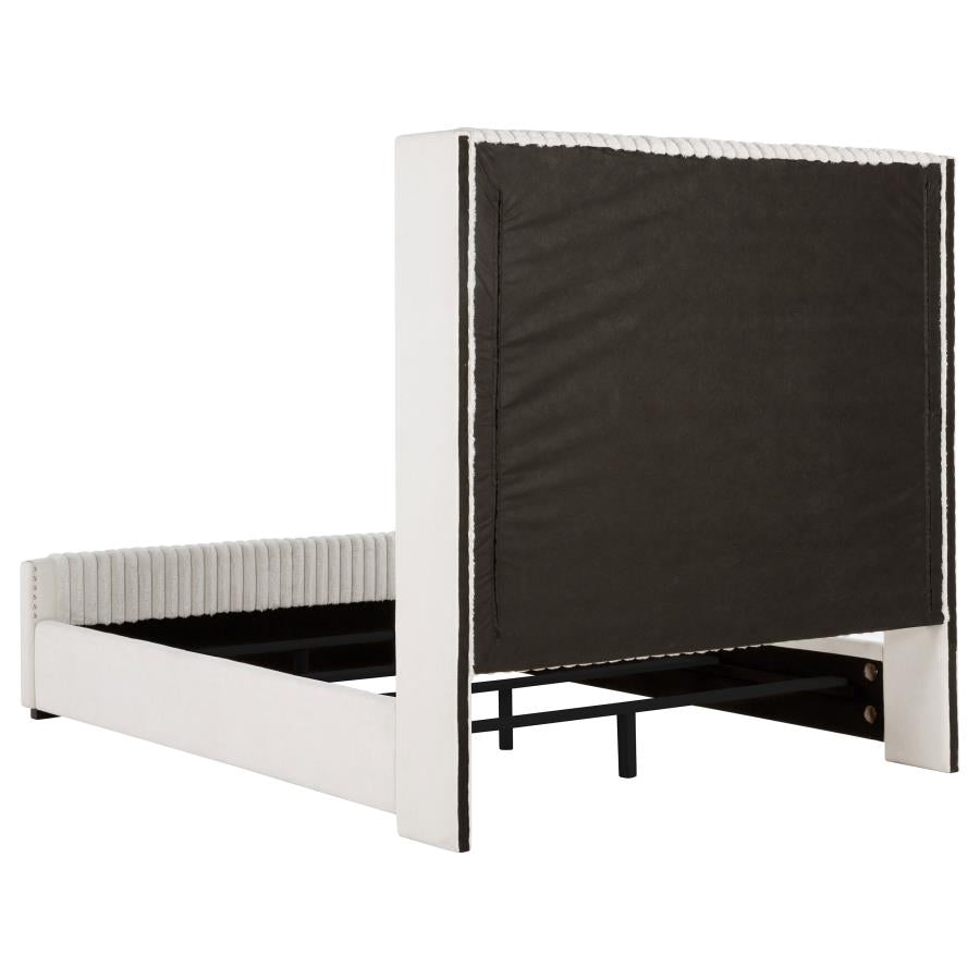 NATASHA 65-INCH UPHOLSTERED WINGBACK BED CREAM