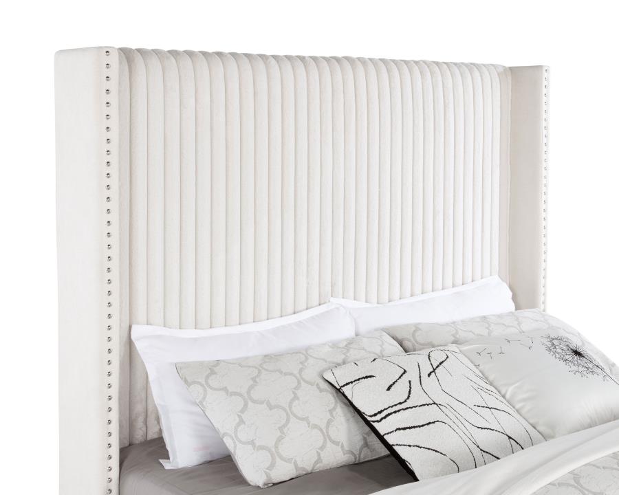 NATASHA 65-INCH UPHOLSTERED WINGBACK BED CREAM