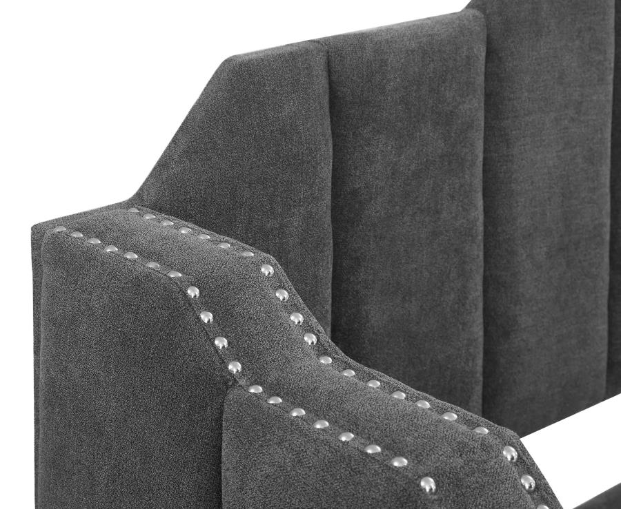 KINGSTON UPHOLSTERED TWIN DAYBED WITH TRUNDLE CHARCOAL