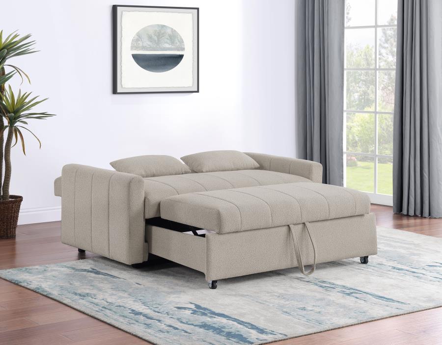 PORTLAND BOUCLE UPHOLSTERED SLEEPER SOFA BED LATTE