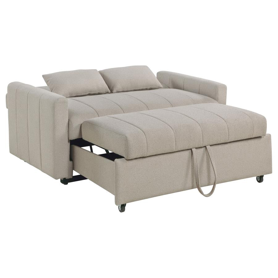 PORTLAND BOUCLE UPHOLSTERED SLEEPER SOFA BED LATTE