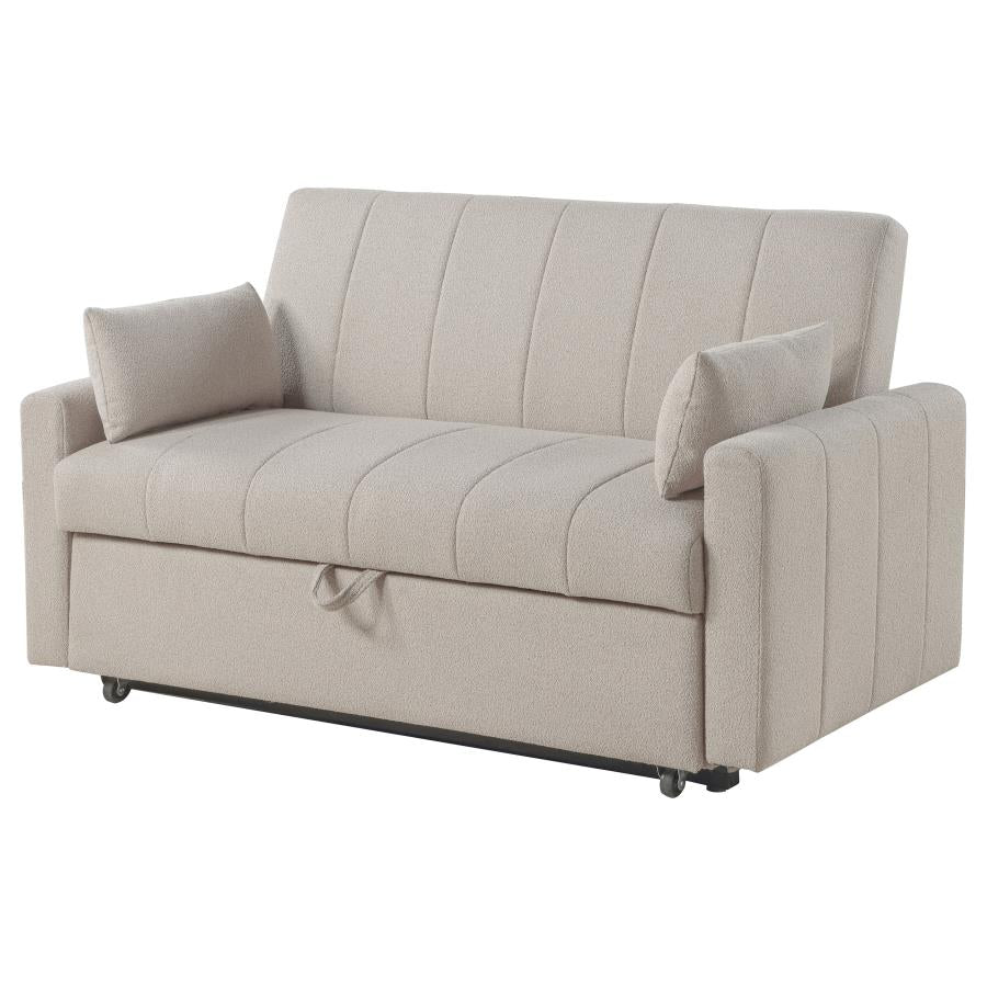 PORTLAND BOUCLE UPHOLSTERED SLEEPER SOFA BED LATTE