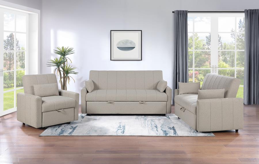 PORTLAND BOUCLE UPHOLSTERED SLEEPER SOFA BED LATTE
