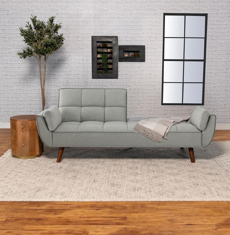 CAUFIELD UPHOLSTERED TUFTED CONVERTIBLE SOFA BED GREY