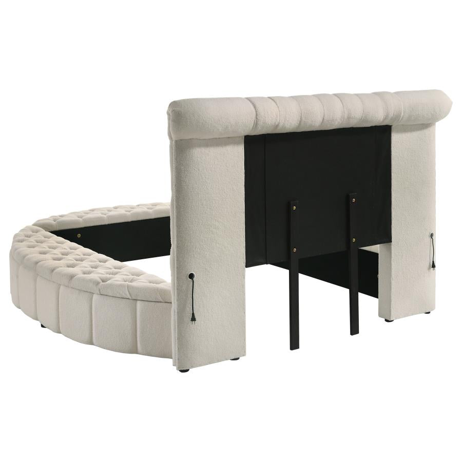SONYA UPHOLSTERED QUEEN ROUND STORAGE BED IVORY