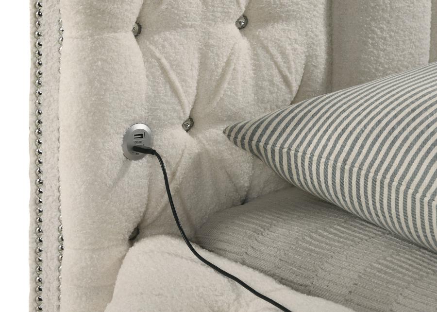 SONYA UPHOLSTERED QUEEN ROUND STORAGE BED IVORY