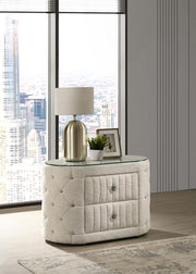 SONYA 2-DRAWER UPHOLSTERED NIGHTSTAND BEDSIDE TABLE IVORY