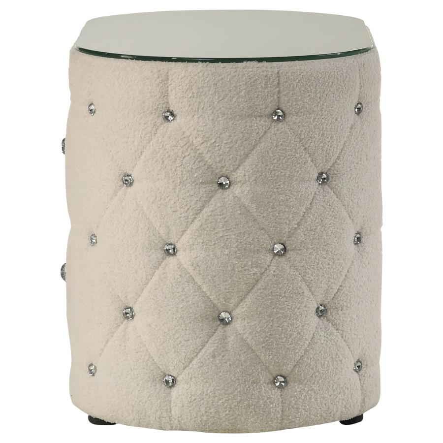 SONYA 2-DRAWER UPHOLSTERED NIGHTSTAND BEDSIDE TABLE IVORY