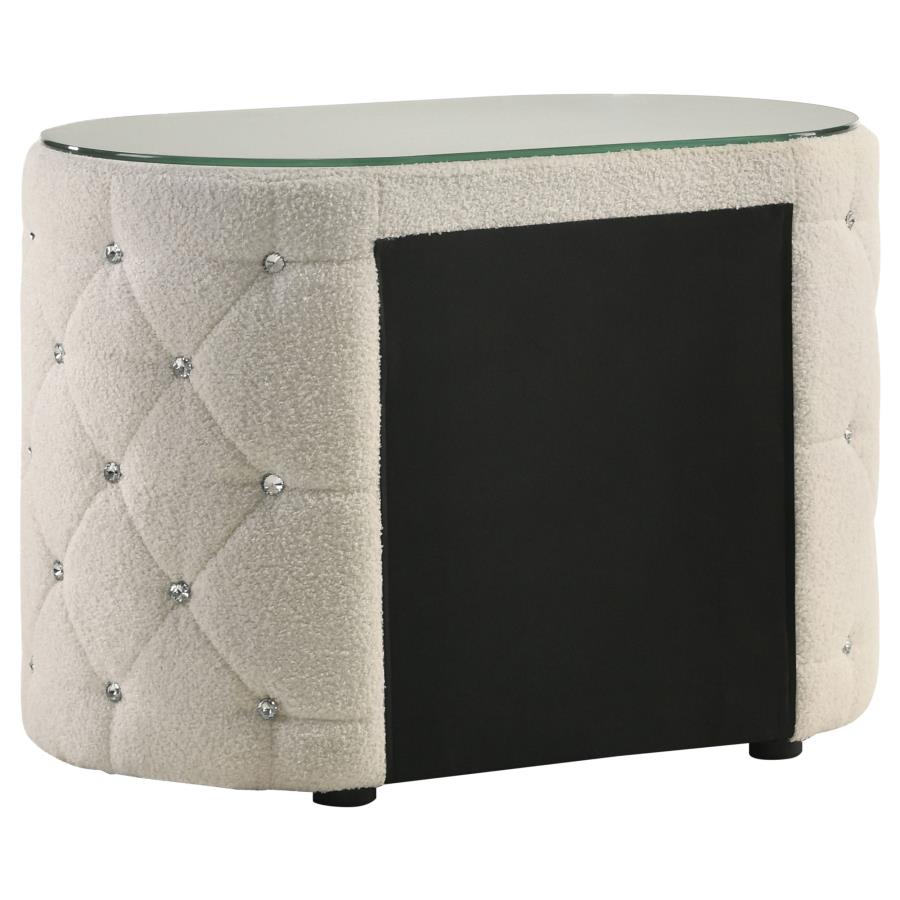 SONYA 2-DRAWER UPHOLSTERED NIGHTSTAND BEDSIDE TABLE IVORY