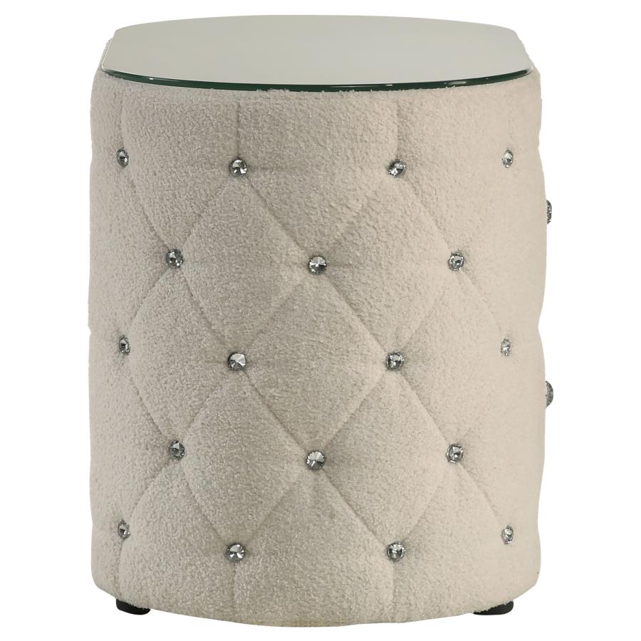 SONYA 2-DRAWER UPHOLSTERED NIGHTSTAND BEDSIDE TABLE IVORY