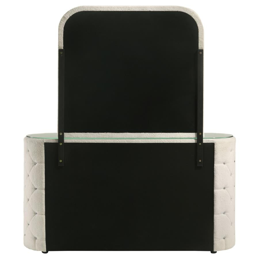 SONYA 6-DRAWER UPHOLSTERED BEDROOM DRESSER WITH MIRROR IVORY