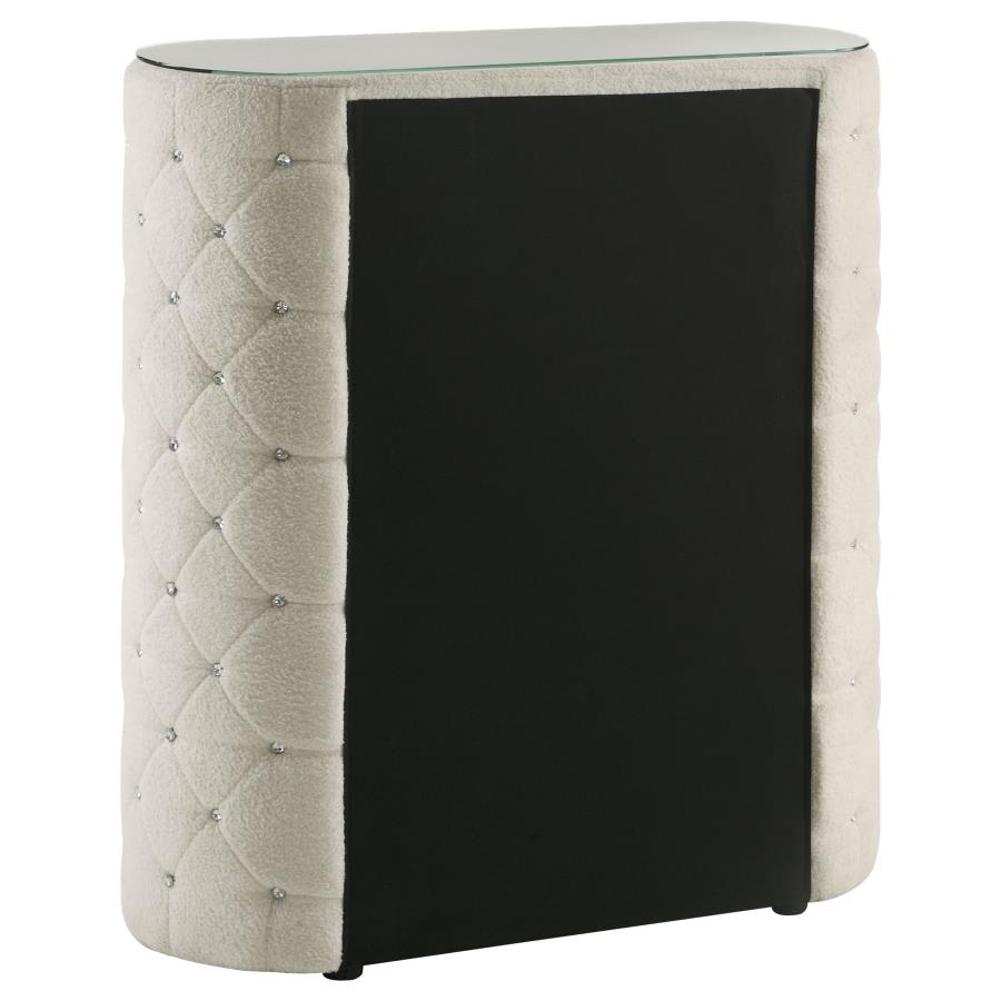 SONYA 5-DRAWER UPHOLSTERED BEDROOM CHEST OF DRAWERS IVORY