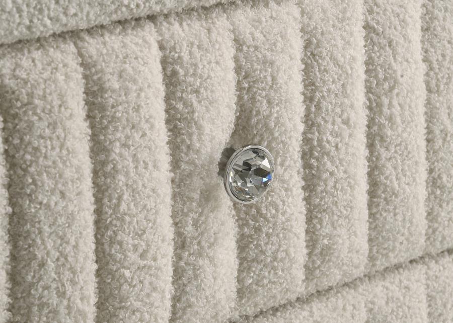 SONYA 5-DRAWER UPHOLSTERED BEDROOM CHEST OF DRAWERS IVORY