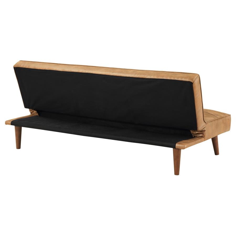 JENSON UPHOLSTERED TUFTED CONVERTIBLE SOFA BED SADDLE BROWN