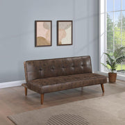 JENSON UPHOLSTERED TUFTED CONVERTIBLE SOFA BED DARK COFFEE