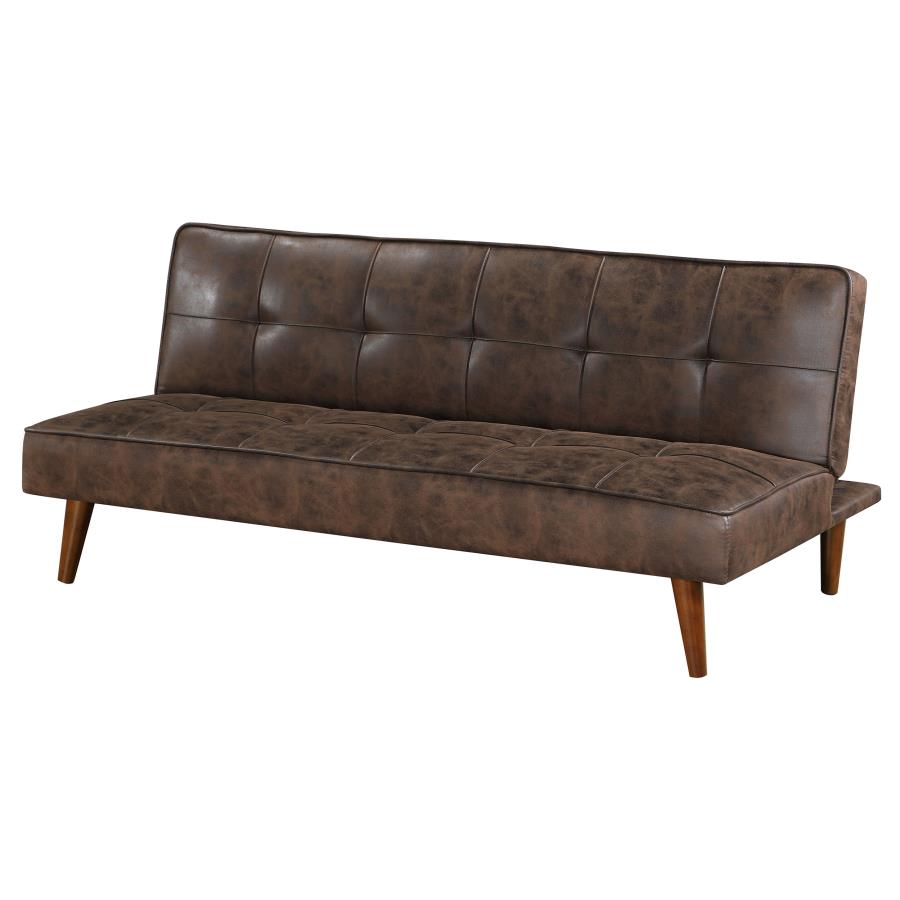 JENSON UPHOLSTERED TUFTED CONVERTIBLE SOFA BED DARK COFFEE