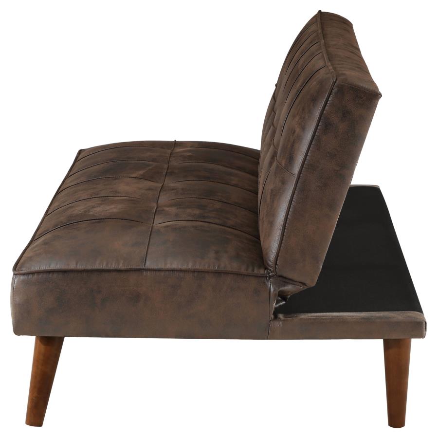 JENSON UPHOLSTERED TUFTED CONVERTIBLE SOFA BED DARK COFFEE