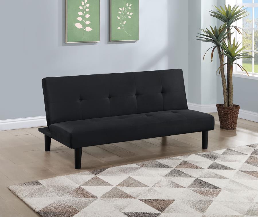 STANFORD UPHOLSTERED TUFTED CONVERTIBLE SOFA BED BLACK